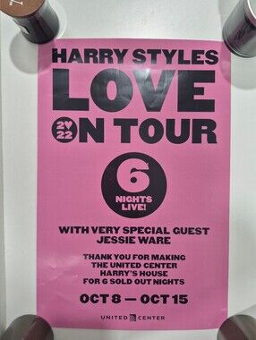 Harry Styles Love On Tour 2022 Pink Poster Harry's House United Center Chicago